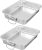 2 PCS Deep Stainless Steel Roasting Pans, Large Roaster Tray with Folding Handles, 40 x 30 x 7cm Rectangular Roasting Tin Pan for Meats & Vegetables, Oven Safe