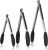 U-Taste 315℃ Heat Resistant Kitchen Tongs Set of 3, 18/8 Stainless Steel Grill Food Tongs with Non-Stick Silicone Tips & Handles for Cooking, BBQ, 18/23/30 cm (Black)
