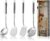 Pleafind 4-Pcs Kitchen Utensils Set, Stainless Steel Cooking Utensils Set, Utensils Set Include Wok Ladle, Slotted Spoon, Wok Spatula and Slotted Spatula, Dishwasher Safe