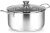 Penguin Home 24cm Stainless Steel Stewpot with Glass Lid – 5L Induction-Compatible Stock Pot, Casserole Dish with Stay-Cool Handles, Oven & Dishwasher Safe, Double Pouring Lips, Soup