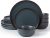 Richmount Mercury Plates and Bowls Sets, Speckled 12-Piece Plate Set, Stoneware Dinner Set for 4 with Dinner Plates, Dessert Plates, Cereal Bowls, Microwave & Dishwasher Safe, Charcoal Gray