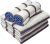 Towelogy® 5 Pack Cotton Dish Cloths Waffle Weave White Super Absorbent LINT FREE QUICK DRY Striped Kitchen Tea Towels Dishcloths for Washing Up Machine Washable 35x40cm (White Blue/Orange Stripes)