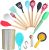 AHASON’S 33-Piece Silicone Cooking Utensils Set with Holder | Heat Resistant Kitchen Tools with Natural Wooden Handles | Non-Stick Cookware Safe – Includes Turner, Tongs, Whisk & Spatulas (Rainbow)