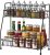 2 Tier Spice Racks Organiser Free Standing for Kitchen Counter, Metal Bathroom Organizer Storage Rack for Countertop(Black)