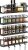 Spice Rack Wall Mounted 4 Pack, Inside Cupboard Spice Organiser with Moveable 4 Hooks, Adhesive and Screws – Seasoning Organizer for Kitchen Door Storage(Black)