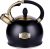 SUSTEAS Stove Top Whistling Tea Kettle-Surgical Stainless Steel Teakettle Teapot with Cool Touch Ergonomic Handle, With 1 Silicone Pinch Mitt Included,3L (Black)