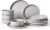 Richmount Halo Plates and Bowls Set, 12 Pieces Dinner Set for 4, Stoneware Dinnerware Sets with Dinner Plates/Salad Plate/Cereal Bowls, Dishwasher & Microwave Safe, Light Gray