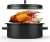 Roasting Pan, Black Speckled Enameled Steel Round Roaster Pot with Lid Rack, Nonstick Cookware for Turkey, Chicken, Lamb, BBQ (Iron Cover 28cm)