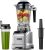 AMZCHEF Blender Smoothie Maker with Two Ways, 1800W Blenders for Kitchen with Smart Panel Control, 3 Speed Control & 4 Preset Settings, 1.85L Jug & 600ml Portable Bottle