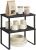 SONGMICS Spice Rack, Set of 2 Cupboard Shelf Organisers, Expandable Kitchen Shelf Organiser, Stackable Spice Holder, Metal and Engineered Wood, Ink Black and Ebony Black KCS02B01