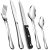 24 Piece Cutlery Sets with 6 Piece Steak Knives, Homikit Stainless Steel 30-Piece Silver Cutlery Flatware Set, Dinnerware Fork Knife Spoon Set Service for 6, Mirror Finished & Dishwasher Safe
