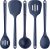 U-Taste Extra Long Silicone Kitchen Utensils, 5 Pcs 315℃ Heat Resistant Food Grade Cooking Tools Non-Stick Silicone Spatula Turner Spoon for Mixing Serving Frying Stirring Draining (Midnight Blue)