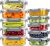 KUMD 20-Piece Set (10-Pack) Borosilicate Glass Meal Prep Containers with Upgraded Detachable Locking Lids – 5 Large (1040ml) & 5 Small (370ml) Lunch Boxes, Microwave/Oven/Freezer Safe