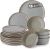 vancasso Reno Stoneware Dinner Set for 6, 18 Pieces Plates and Bowls Set with Dinner Plates, Dessert Plates & Cereal Bowls, Grey Speckled Crockery Set, Chip & Scratch Resistant