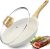 GiPP Nonstick Skillet Frying Pan with Lid,White Granite Non Stick Pans,Omelette Pan with Heat-Resistant Handle,Compatible with All Stovetops,PFOA Free (White, 28cm+Lid)