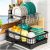 2 Tier Dish Drainer Rack – Dish Rack with Utensil Holder for Kitchen Counter, Large Capacity Space-Saving Dish Drying Rack with Draining Board, Black
