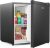 Upstreman Mini Fridge 46L, Table Top Fridge, Adjustable Thermostat, Energy Saving, Low Noise, Single Door Compact Refrigerator for Dorm, Compact Wine&Beers Cooling, Black