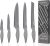 nuovva Professional Kitchen Knife Set – 5Pcs Stainless Steel Grey Granite Knife Set – Sharp & Non Stick Blades Lightweight – Chef, Bread, Utility, Filleting & Paring Tools
