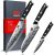 SHAN ZU Damascus Knife Set of 3 PCS, Japanese Damascus Steel 67 Layers Kitchen Knives Set High Carbon Professional Ultra-Sharp Chef Knife Set Ultra Sharp Cooking Utility Knife Set with G10 Handle