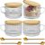 4Pcs Vintage Coffee Mugs, Overnight Oats Containers with Bamboo Lids and Spoons – 14oz Clear Embossed Glass Cups, Stackable Breakfast Cups, Coffee Accessories