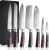 PAUDIN Knife Set, 7-Piece Kitchen Knives Set with High Carbon Stainless Steel, Professional Japanese Knife Set with Pakkawood Handle, Kitchen Knives with Gift Box