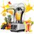 4.5L Commercial Blender with Soundproof Shield, 2200W Quiet Professional Smoothie Maker, 38000RPM High Speed Bar Blender with Self-Cleaning for Smoothies, Milkshakes, Nuts (Sliver, 2200W)