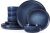Homikit 12 Piece Dinner Set, Reactive Glaze Kitchen Dinnerware Sets for 4, Elegant Stoneware Included Plates and Bowls, Non-Scratch & Sturdy, Dishwasher & Microwave Safe, Nebulas Blue