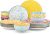 vancasso Selene Colorful Floral Porcelain Dinner Set for 6, 18 Pieces Stackable Plates and Bowls Set, Includes Dinner Plates/Dessert Plates/Cereal Bowls, Microwave & Dishwasher Safe for Everyday Use