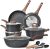 Terlulu Induction Hob Pots and Pans Set – 13pcs Nonstick Cooking Pans Set, Black Granite Cookware Set with Lid, Non Stick Saucepan Set, Frying Pan Set, PFAS PTFE PFOA PFOS Free