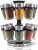 Cole & Mason H121808 Cambridge 16 Glass Spice Carousel, Rotating Spice Rack/Spice Oragniser/Spice Storage, Stainless Steel, Spice Jars with Labels, Includes Spices, Silver