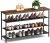 VASAGLE Shoe Rack 4 Tier, Narrow Shoe Storage Organiser for Wardrobe Hallway, with 3 Fabric Shelves and Top for Bags, Shoe Shelf, Steel Frame, Industrial, Rustic Brown and Black LBS135B01