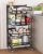 UMDONX Vegetable Storage Rack Kitchen Trolley Metal 4 Tier, Utility Rolling Cart on Wheels Veg Fruits Organiser Pantry Shelving Unit, Black Heavy-duty
