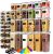 stusgo Set of 42 Airtight Food Storage Containers & Kitchen Storage Containers, Plsastic Containers for Dry Food, Flour & Sugar, with Labels, Marker & Spoon (Black)