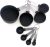 FONYA 8-Piece Black Measuring Tools – Nylon, 4 Measuring Cups / 4 Measuring Spoons with Metal Handles for Liquids and Solids (Black)